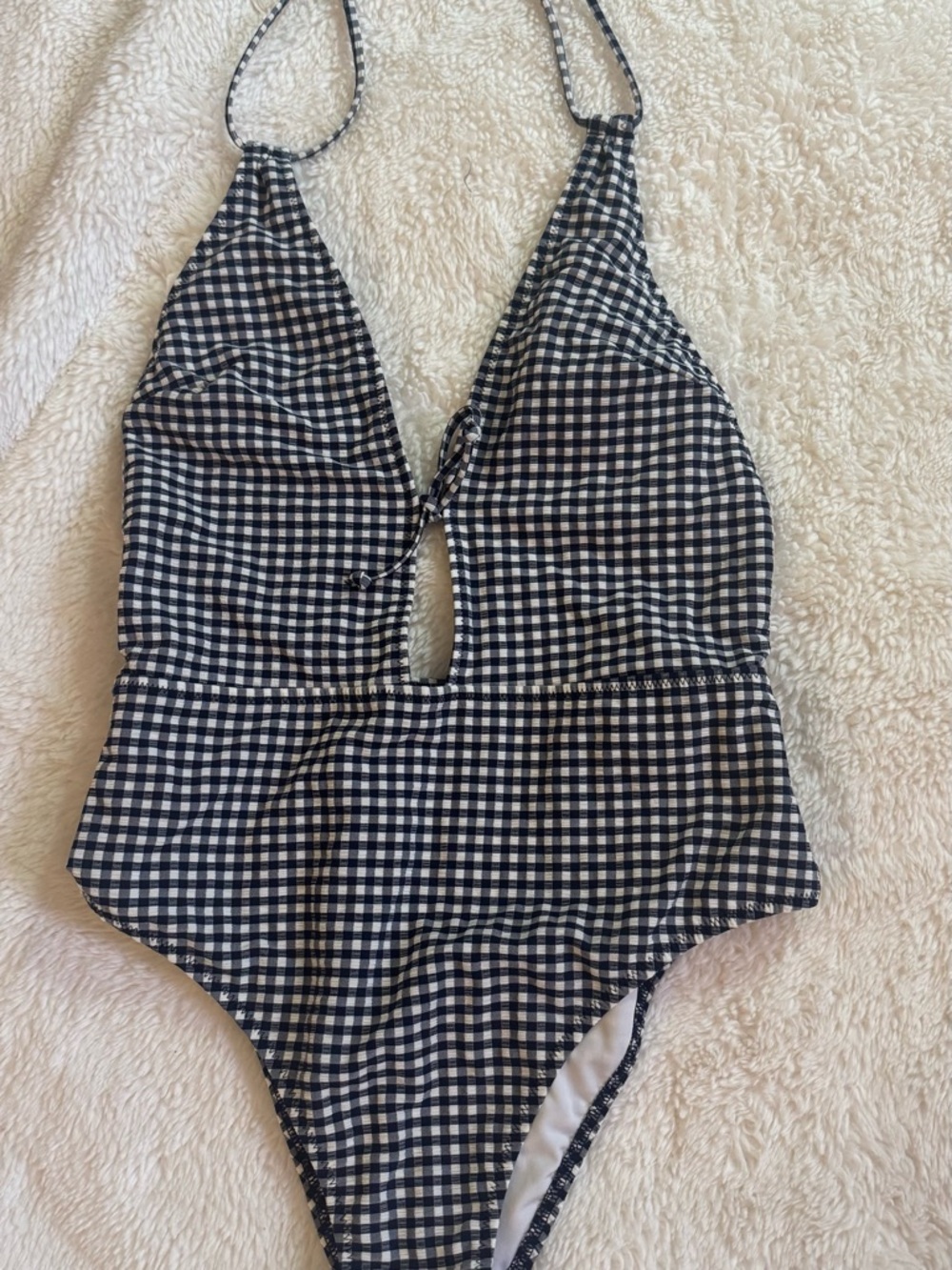 Victoria's Secret Black and White Gingham Halter One-Piece